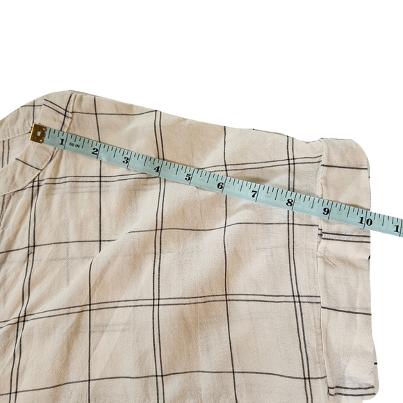 Blu Pepper Linen Style Short Sleeve Blouse, Ivory With Black Stripes, Small - Picture 11 of 11